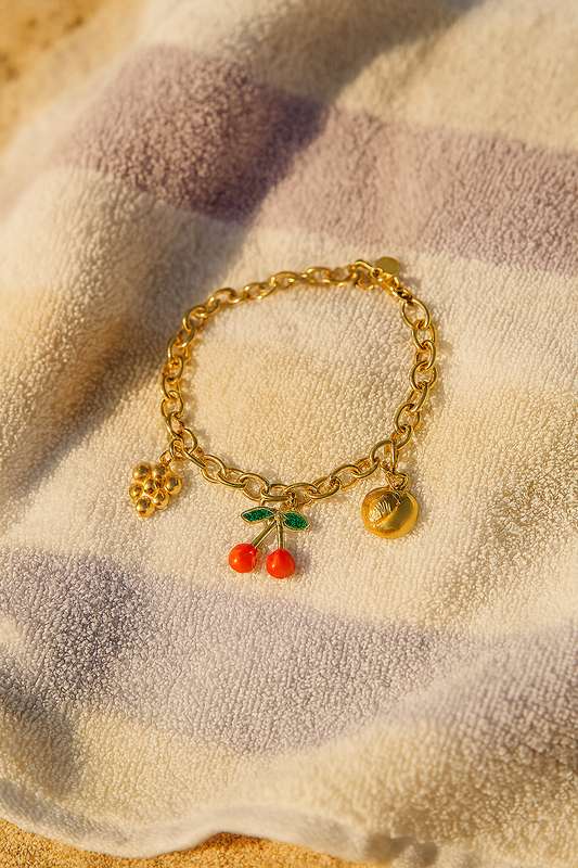 Pulseira Cerejas verão - Aço Inoxidável