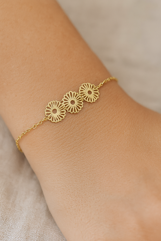Pulseira de Flores - Aço Inoxidável