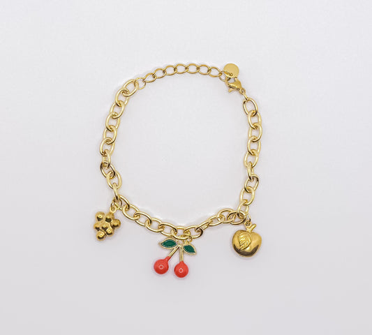 Pulseira Cerejas verão - Aço Inoxidável