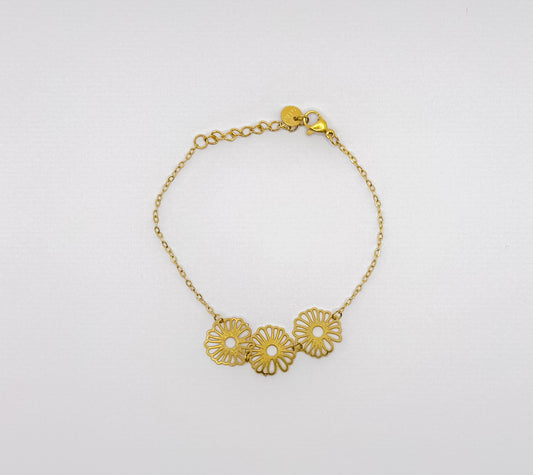 Pulseira de Flores - Aço Inoxidável